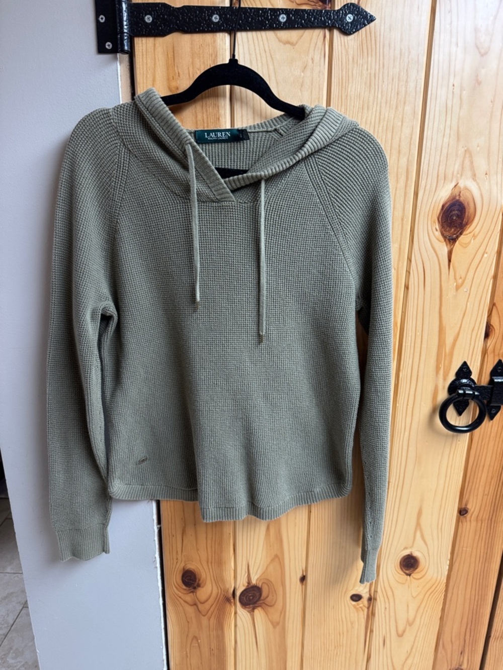 Lauren Ralph Lauren Olive Knit Hooded Sweater